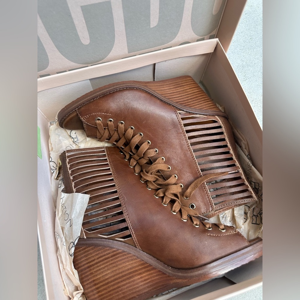 BCBGeneration Wedge Caged Bootie Heeled Sandals